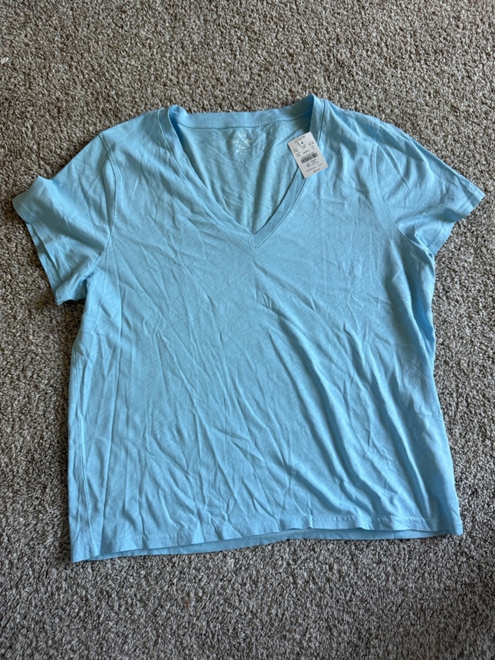 J. Crew Light Blue V-Neck Cotton Tee